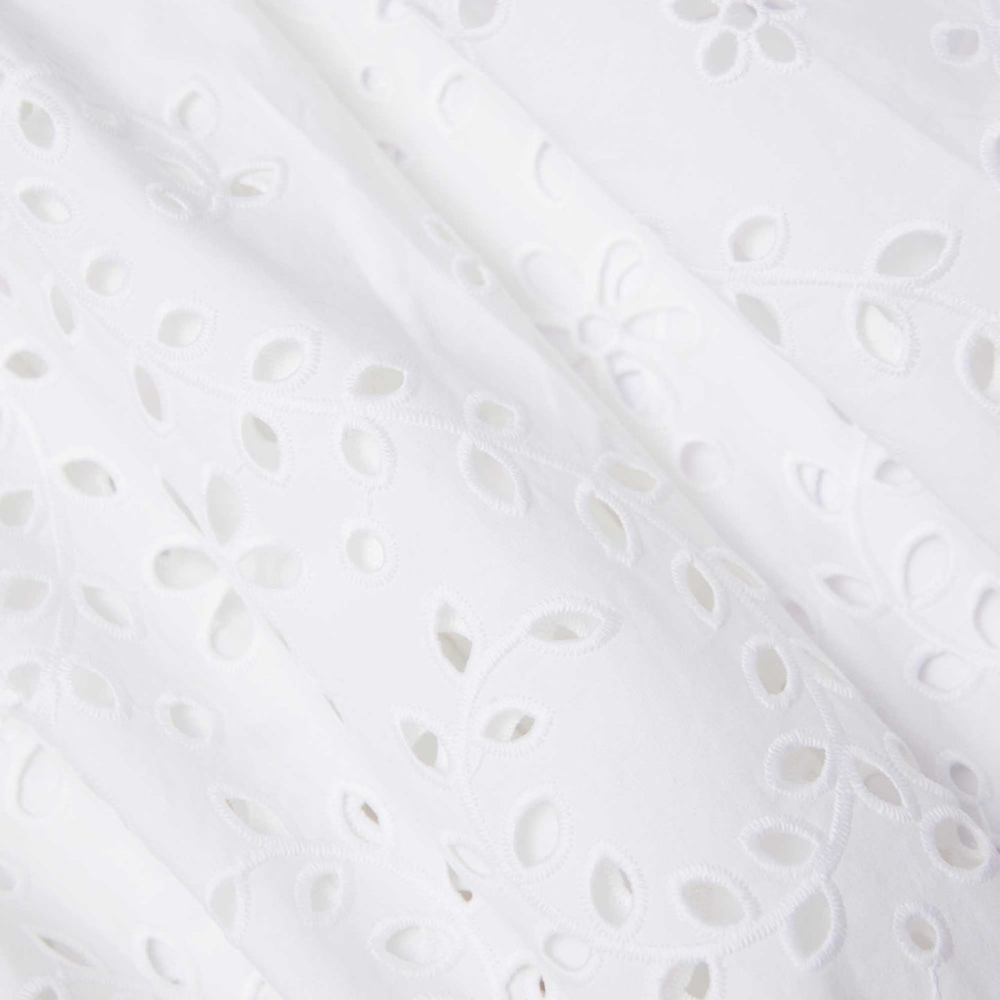 Beyaz Pamuklu İşlemeli Midi Etek