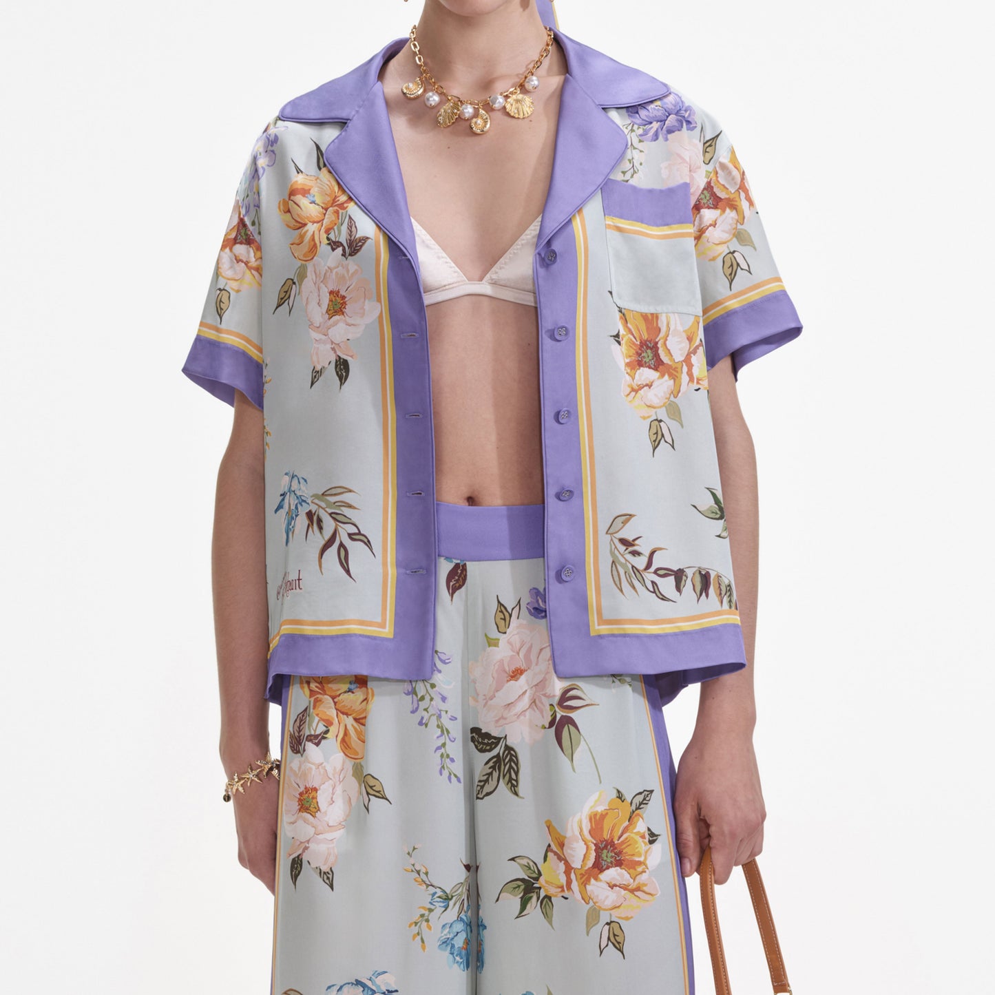 Mavi Çiçekli Viskon Pantolon