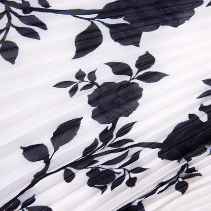 Çiçek Desenli Şifon Uzun Elbise