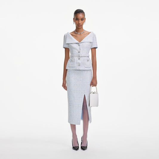 Mavi Bukle Midi Elbise