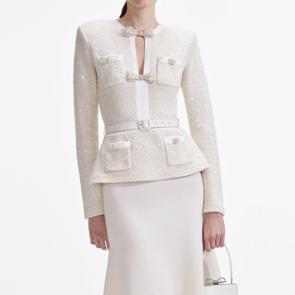 Krem Pullu Örgü Midi Elbise