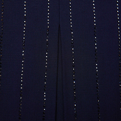 Lacivert Taşlı İnce Çizgili Mini Etek