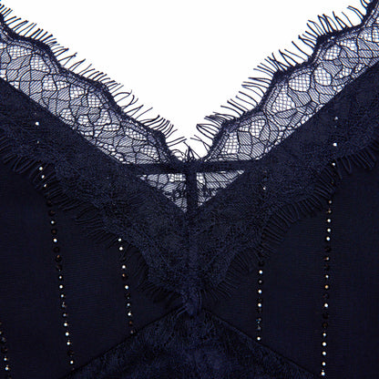 Lacivert Elmas Çizgili Atlet Üst