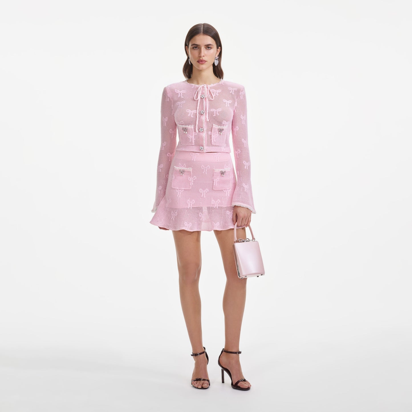 Pembe Fiyonklu Tığ İşi Mini Etek