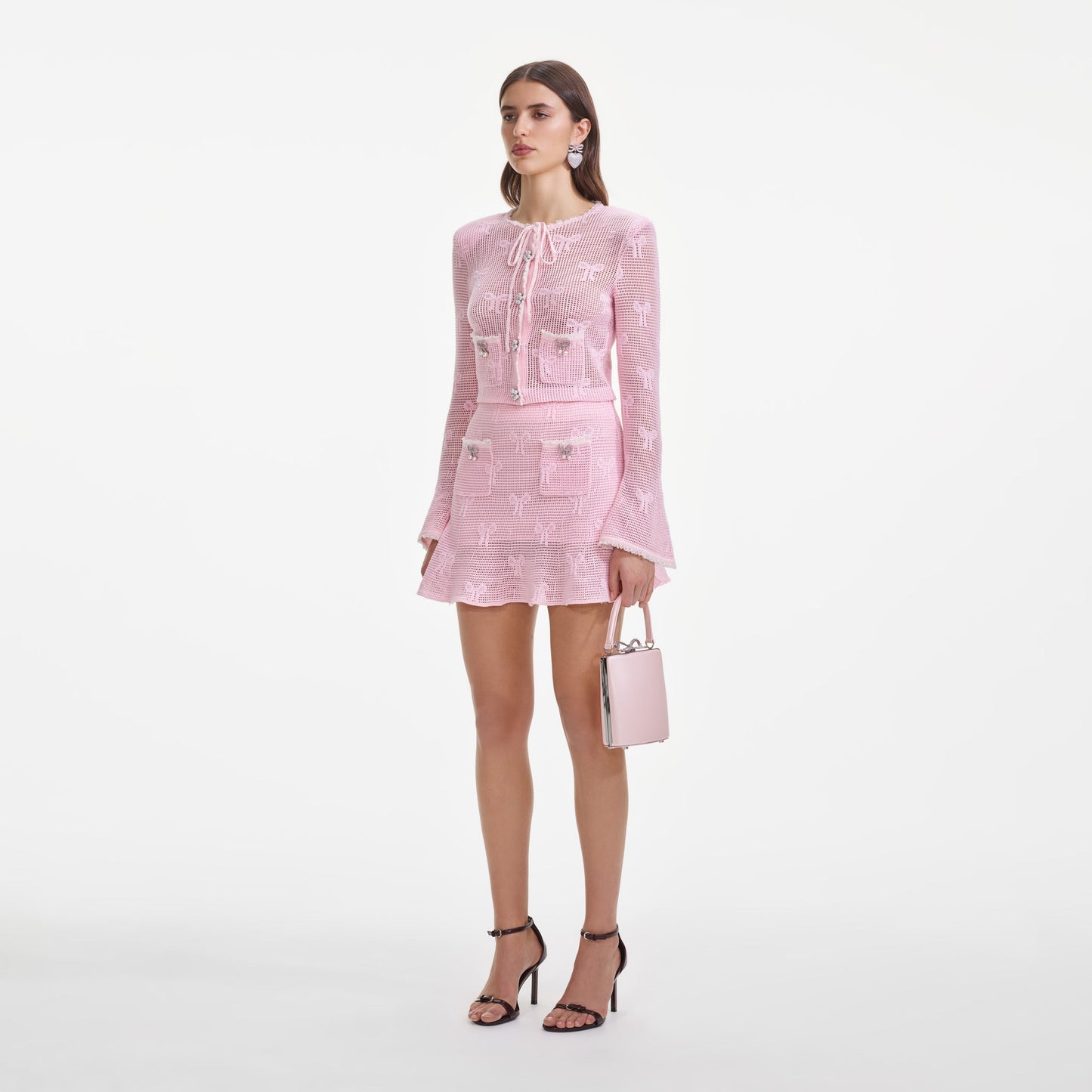 Pembe Fiyonklu Tığ İşi Mini Etek