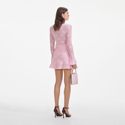 Pembe Fiyonklu Tığ İşi Mini Etek