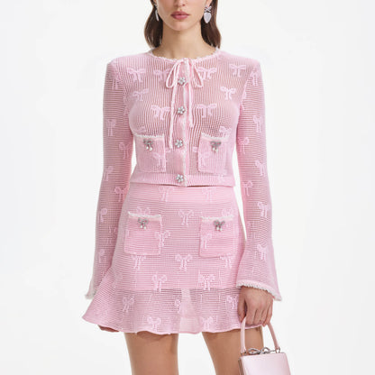 Pembe Fiyonklu Tığ İşi Mini Etek