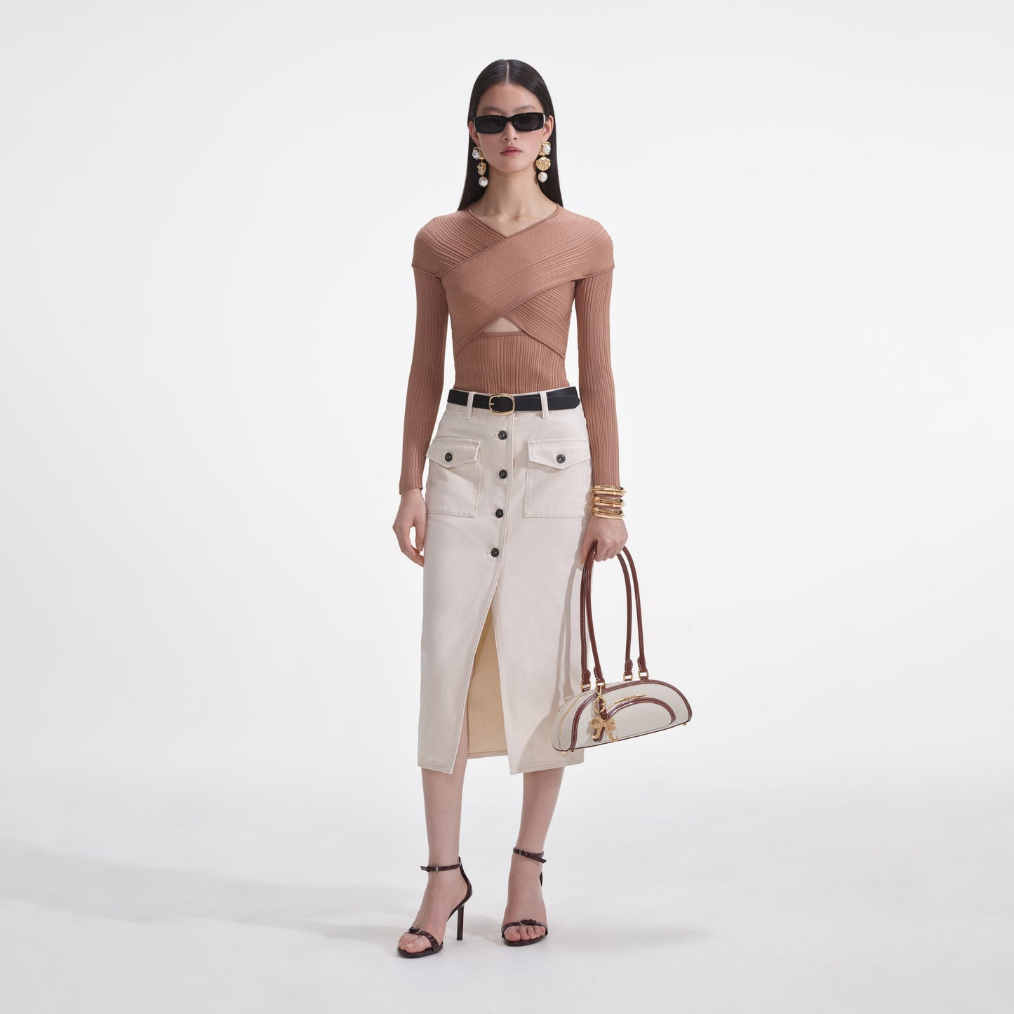 Bej Ribanalı Örgü Üst