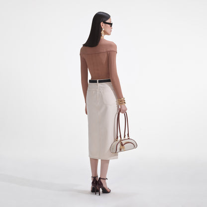 Bej Ribanalı Örgü Üst