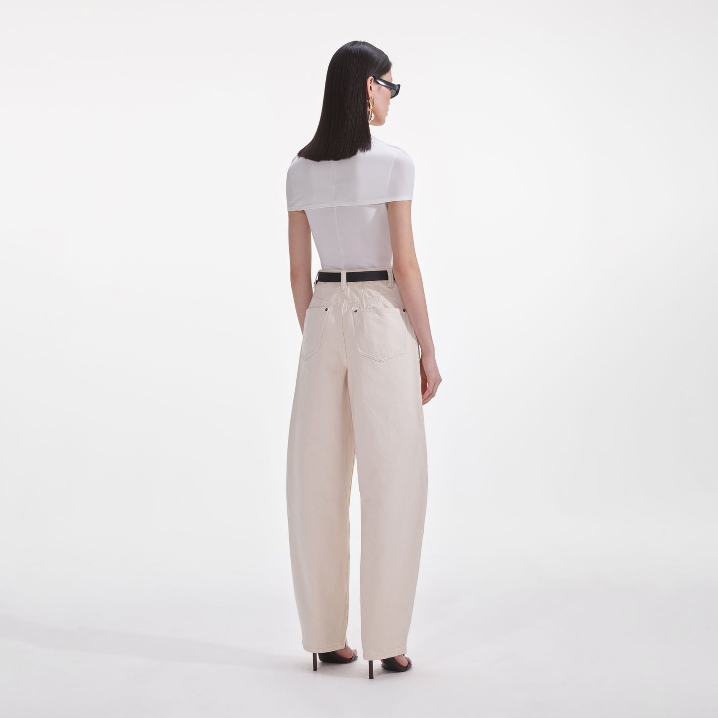 Krem Jersey Toparlanmış Üst