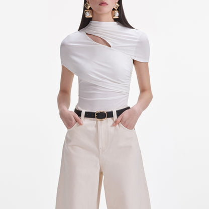 Krem Jersey Toparlanmış Üst