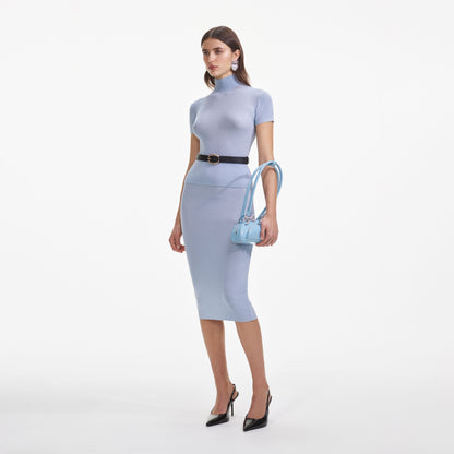 Mavi Viskon Örme Kısa Kollu Üst