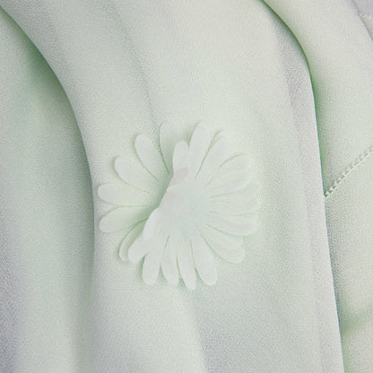 Mint Georgette Çiçekli Uzun Elbise