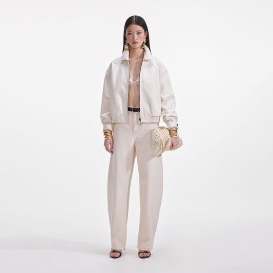 Krem Hafif Kot Ceket