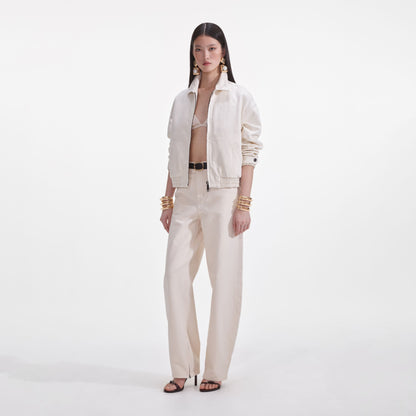 Krem Hafif Kot Ceket