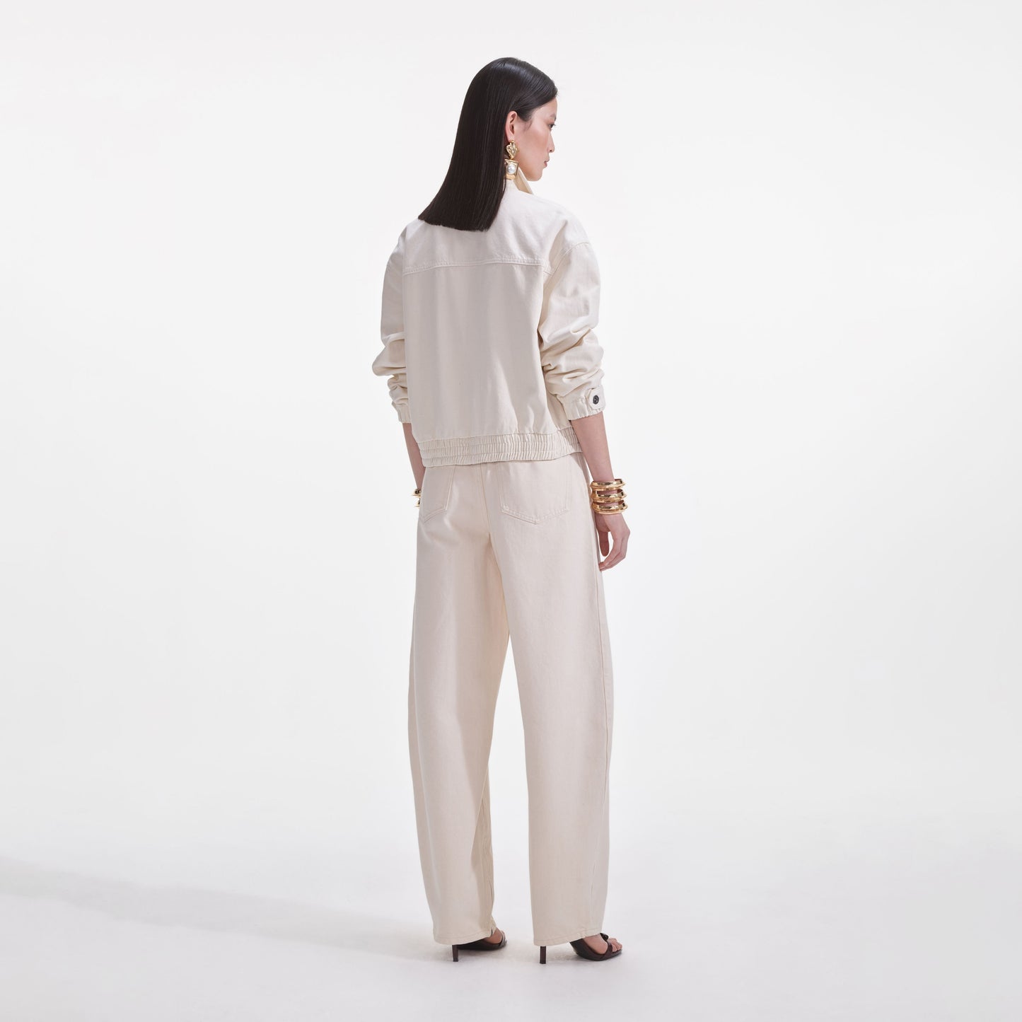 Krem Hafif Kot Ceket