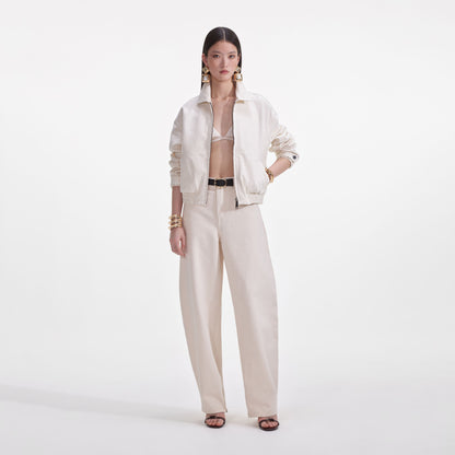 Krem Hafif Kot Ceket