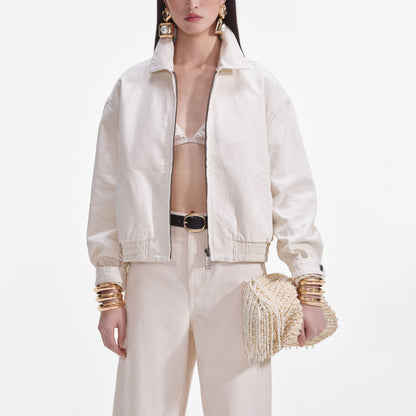 Krem Hafif Kot Ceket