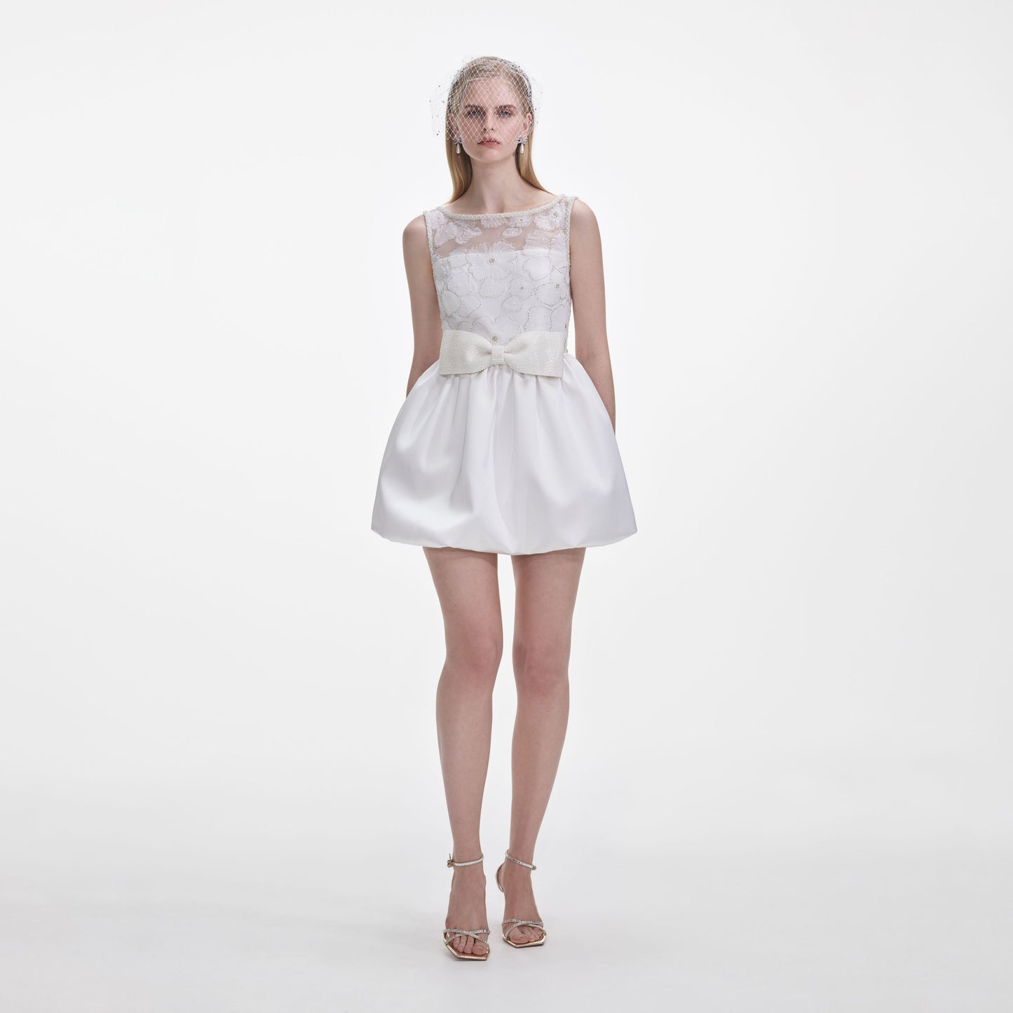 Beyaz Tül Mini Elbise