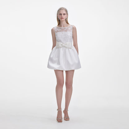 Beyaz Tül Mini Elbise