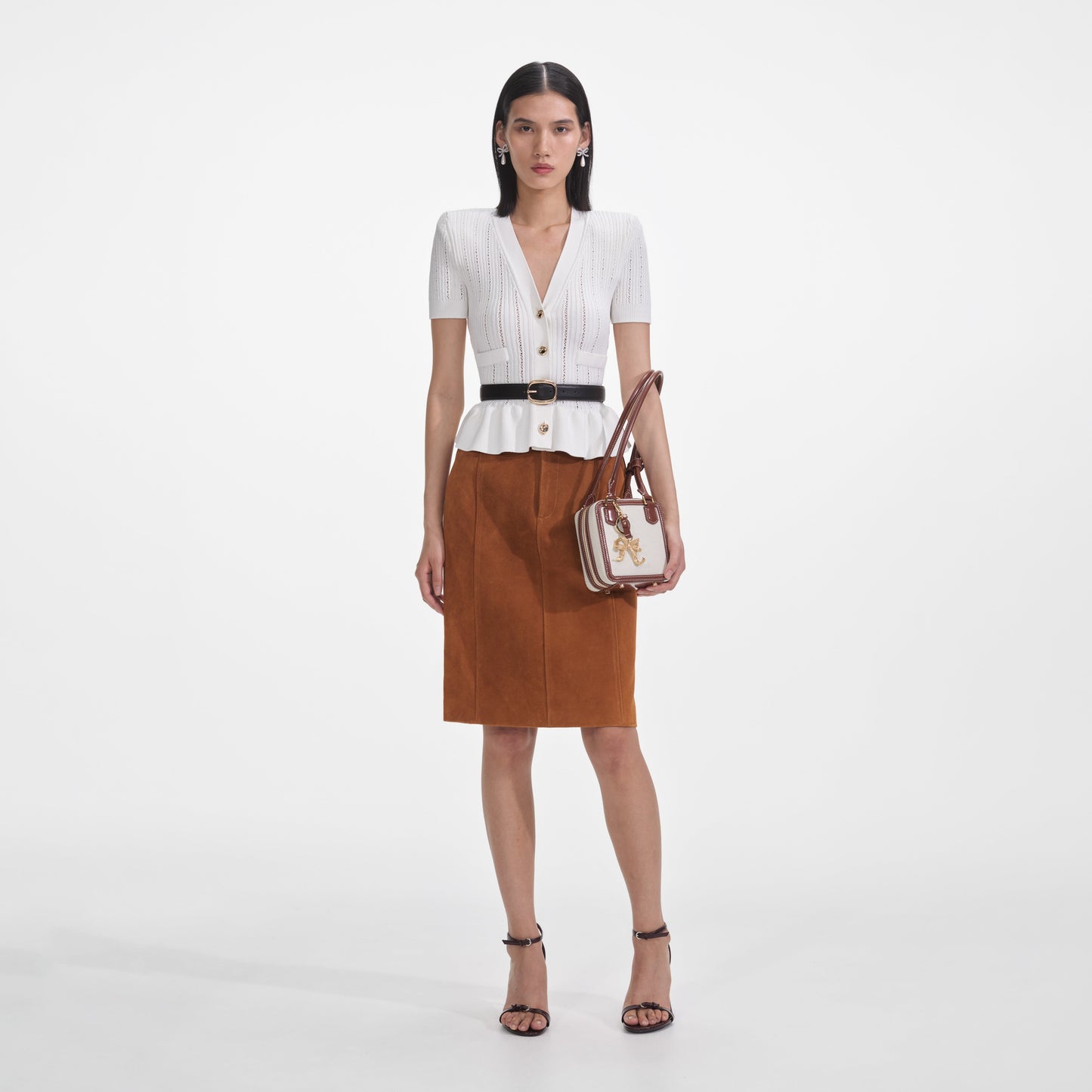 Beyaz Peplum Örgü Üst