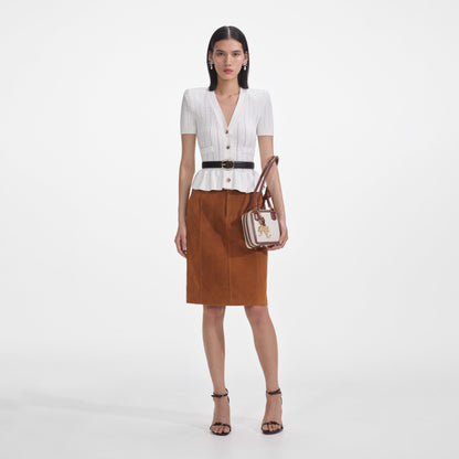 Beyaz Peplum Örgü Üst