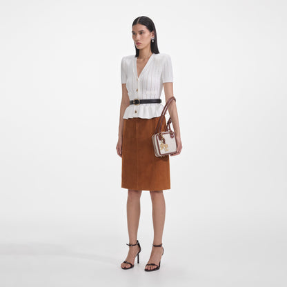 Beyaz Peplum Örgü Üst