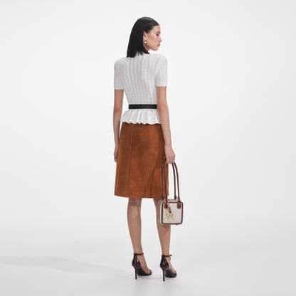 Beyaz Peplum Örgü Üst