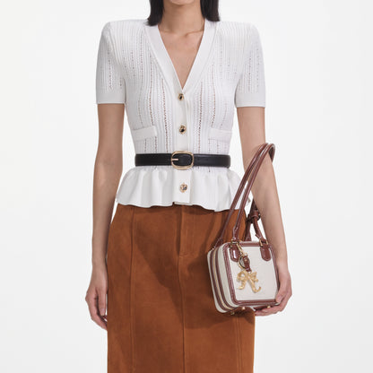 Beyaz Peplum Örgü Üst