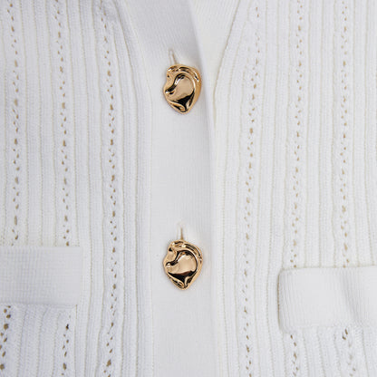 Beyaz Peplum Örgü Üst