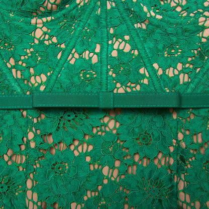 Yeşil İnce Dantel Midi Elbise