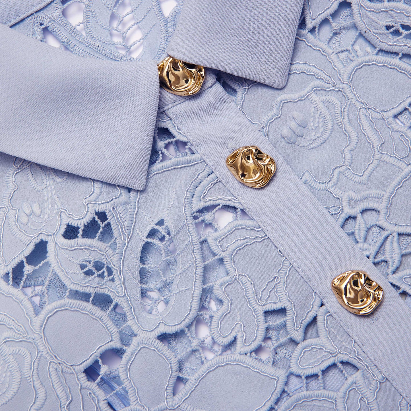 Mavi Dantel Kolsuz Midi Elbise