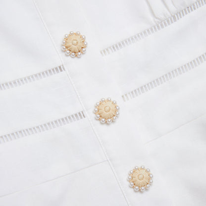 Beyaz Keten Peplum Üst