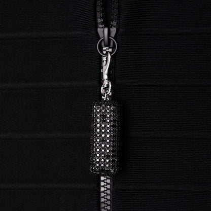 Siyah Volanlı Örgü Midi Etek