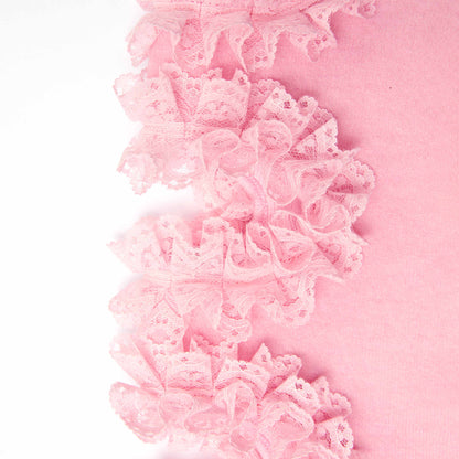 Pembe Kesik Dantel Detaylı Hırka