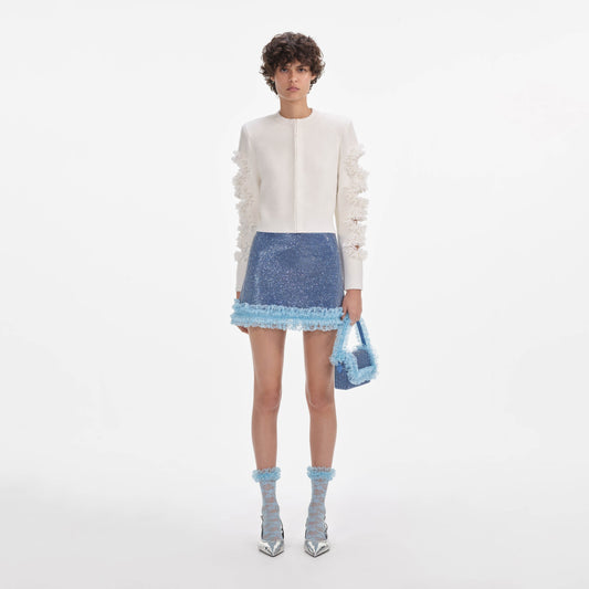 Beyaz Kesik Dantel Detaylı Hırka