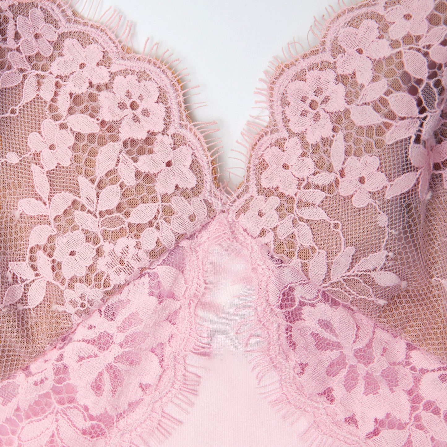 Pembe Dantel Saten Mini Elbise