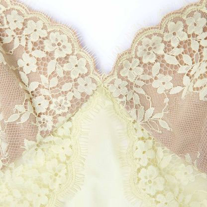 Sarı Dantel Saten Uzun Elbise