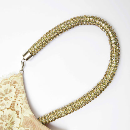 Sarı Dantel Saten Uzun Elbise