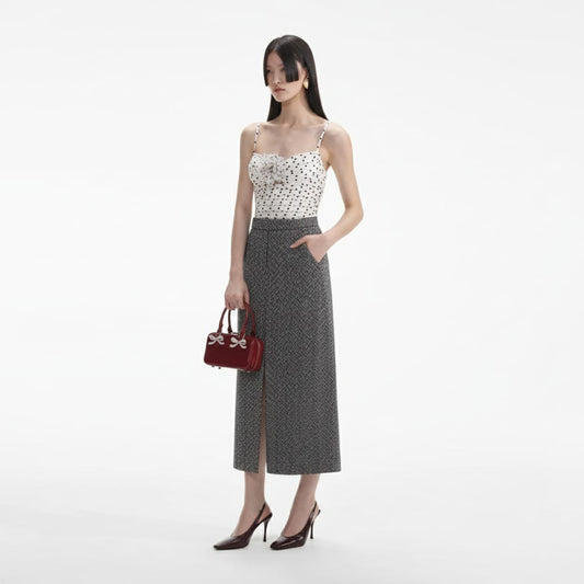 Siyah Balıksırtı Midi Etek