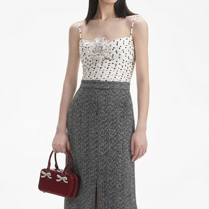 Siyah Balıksırtı Midi Etek