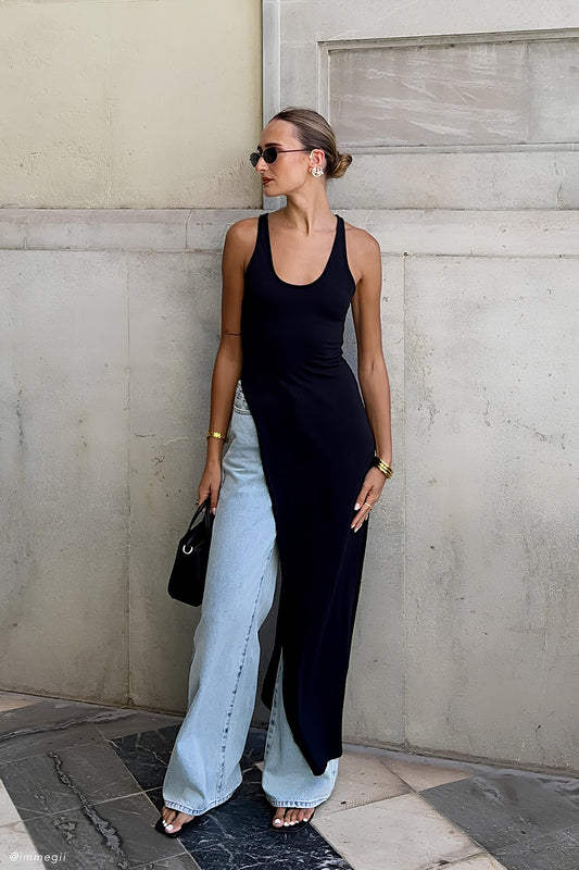 Ellerie Longline Racerback Üst - Siyah