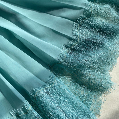 Adaçayı Dantelli Midi Elbise